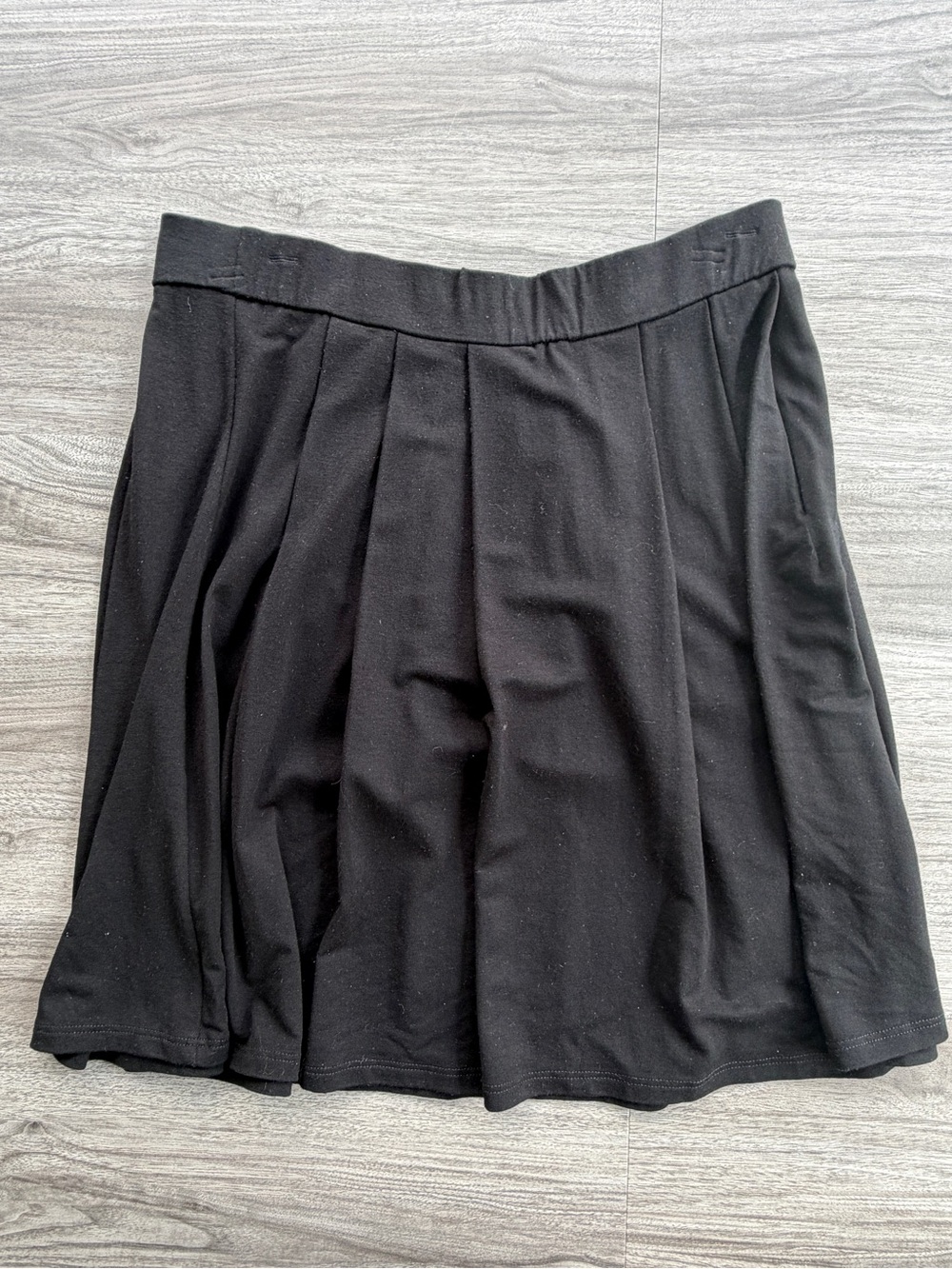Eileen Fisher Petite PS Black Pleated Jersey Knit Skirt Rayon Lycra Stretch